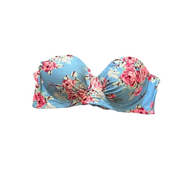 BETSEY JOHNSON Floral Bikini Top Size Large Built in Bra Adjustable Straps - Picture 4 of 9